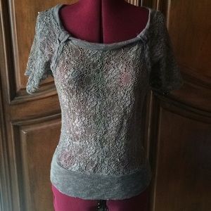 Lace and knit top